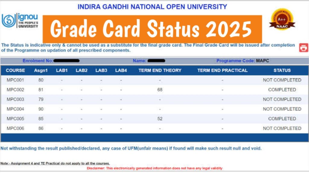 IGNOU Grade Card Link 2024-25: Check Marks Now
