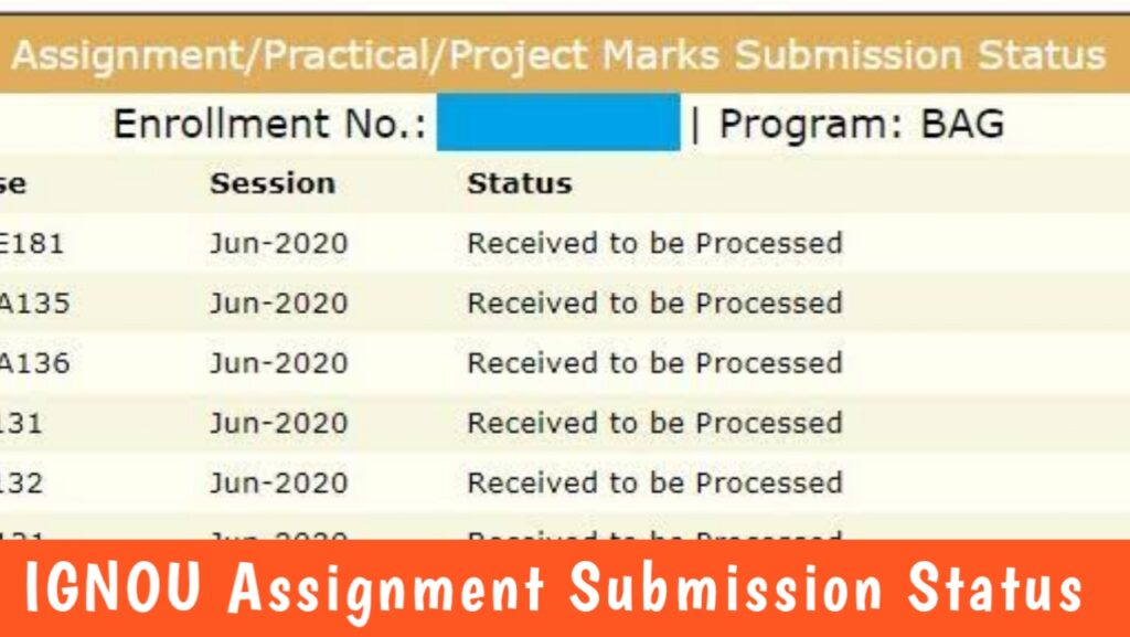 IGNOU Assignment Submission Status Link - Check Your IGNOU Assignment Status Online